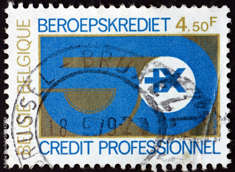 Naklejka premium Postage stamp Belgium 1979 national fund for professional credit