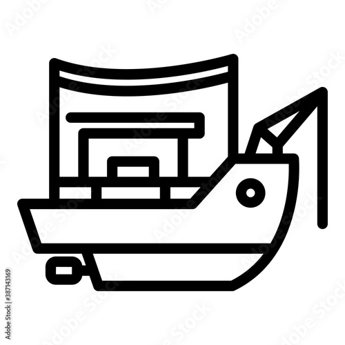 Catch fishing ship icon. Outline catch fishing ship vector icon for web design isolated on white background