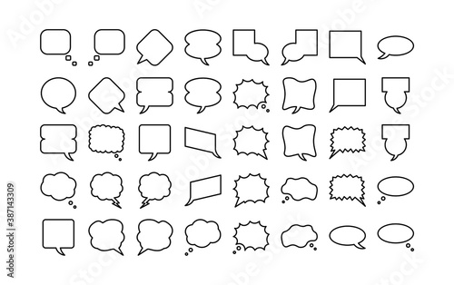 linear speech bubbles. scribe round shapes for comic magazine bubble talk collection