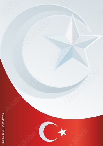 Flag of Turkey, template for the award, an official document with a flag and a symbol of the Republic of Turkey