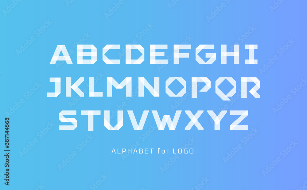 White paper style alphabet. Scotch tape segment line font, applique type for modern logo, elegant monogram, art typography, modern headline. Stick style letters, vector typography design.