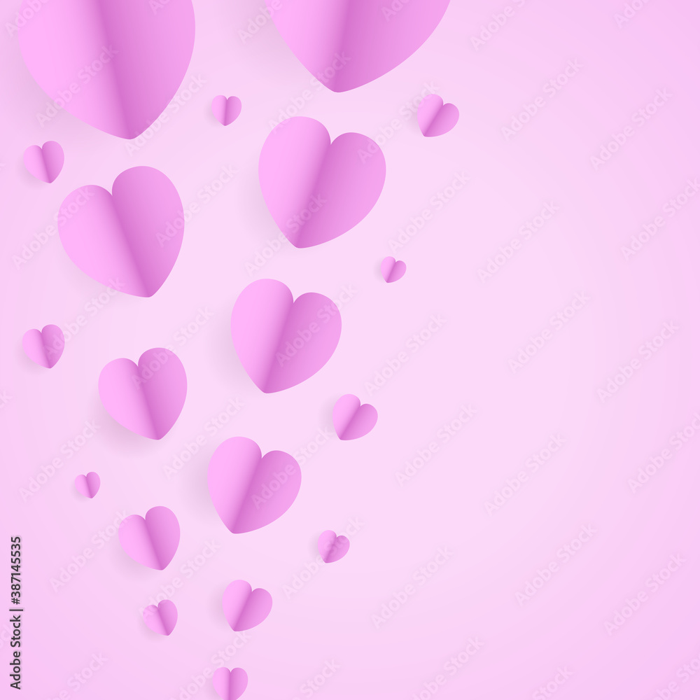 Hearts pattern isolated on pink background. Cover for web site, poster, placard and wallpaper. Useful for background, sticker and ads. Creative art concept, Hearts vector background