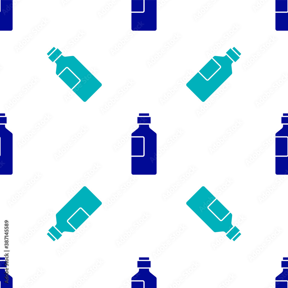 Blue Bottle of water icon isolated seamless pattern on white background. Soda aqua drink sign. Vector Illustration. Blue Bottle of water icon isolated seamless pattern on white background. Soda aqua drink sign. Vector Illustration.