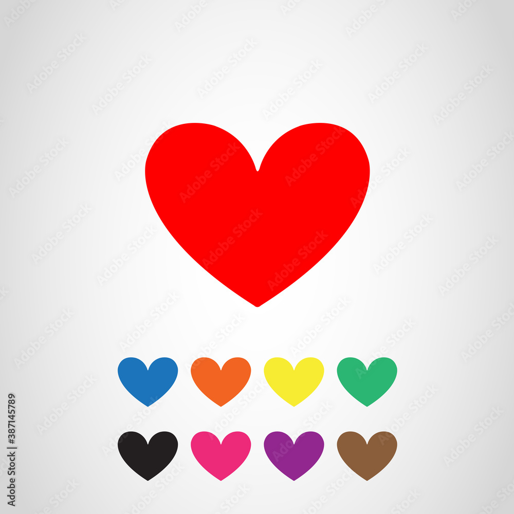 Heart and love icon vector isolated on gray background. Trendy heart icon in flat style. Template for love symbol and love logo. Icon heart for your web site. Modern heart and love icon