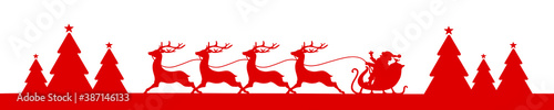 Banner Fahrender Roter Weihnachtsschlitten Wald
