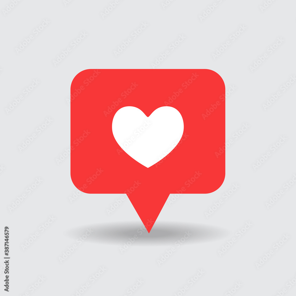 Like notification icon isolated on gray background. Modern flat icon for web site, app, ui, label and logo template. Creative art concept, vector illustration Like notification icon isolated on gray background. Modern flat icon for web site, app, ui, label and logo template. Creative art concept, vector illustration