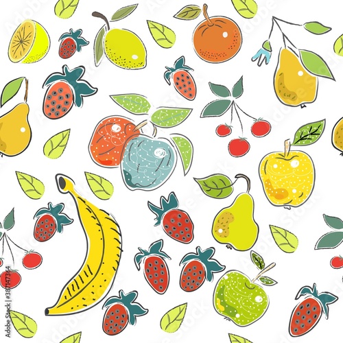 Seamless Pattern with dots and rectangles. Hand Drawn Scandinavian Style