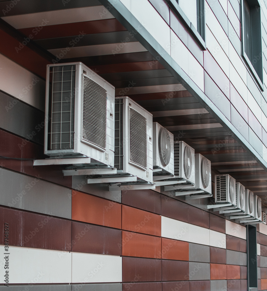 Fototapeta premium Outdoor split system units on the wall
