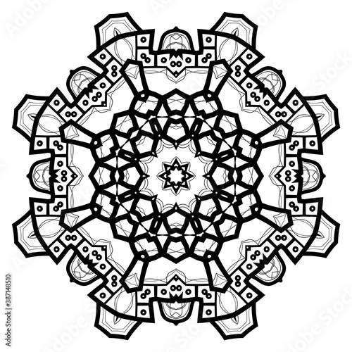 Flower Mandala. Vintage decorative elements. Oriental pattern, vector illustration. Coloring book page. Islam, Arabic, Indian, moroccan spain turkish mystic ottoman motifs