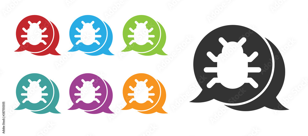 Black System bug concept icon isolated on white background. Code bug concept. Bug in the system. Bug searching. Set icons colorful. Vector. Black System bug concept icon isolated on white background. Code bug concept. Bug in the system. Bug searching. Set icons colorful. Vector.