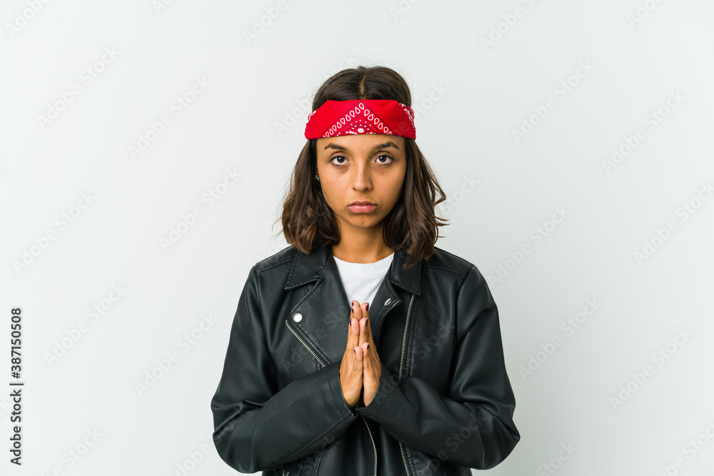 Young latin rocker woman isolated on white background Young latin rocker woman isolated on white background