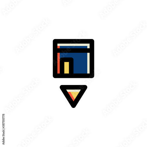 Qibla Icon Filled Outline Islam Illustration Logo Vector
