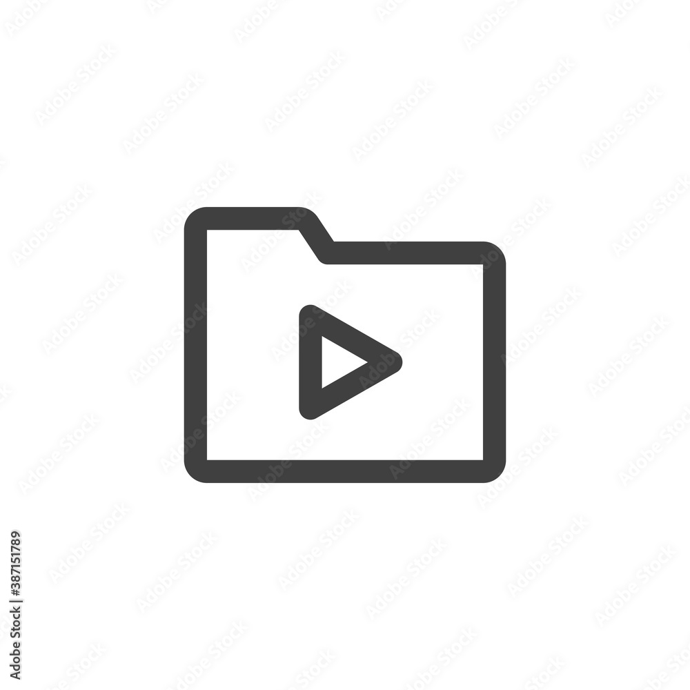 Media file folder line icon. linear style sign for mobile concept and web design. Play archive folder outline vector icon. Symbol, logo illustration. Vector graphics Media file folder line icon. linear style sign for mobile concept and web design. Play archive folder outline vector icon. Symbol, logo illustration. Vector graphics