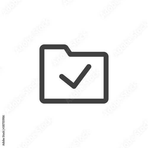 Folder confirmation line icon. linear style sign for mobile concept and web design. Document folder with check mark outline vector icon. Symbol, logo illustration. Vector graphics