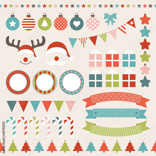 Set Icons Weihnachten Retrofarben