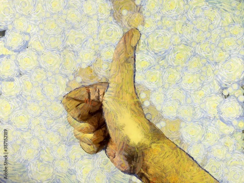Man's hand Illustrations creates an impressionist style of painting.
