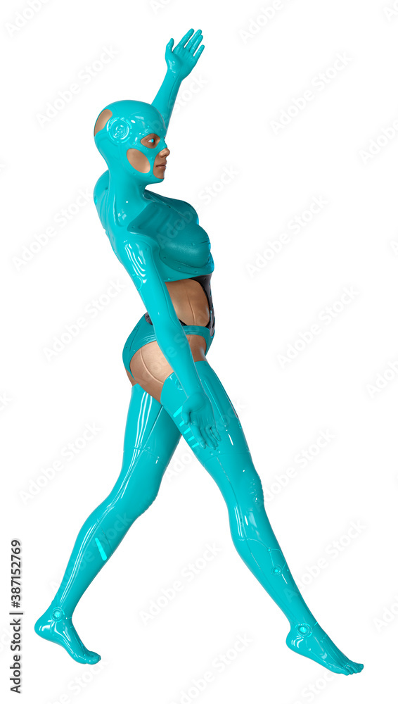 3D Rendering Female Robot on White 3D Rendering Female Robot on White
