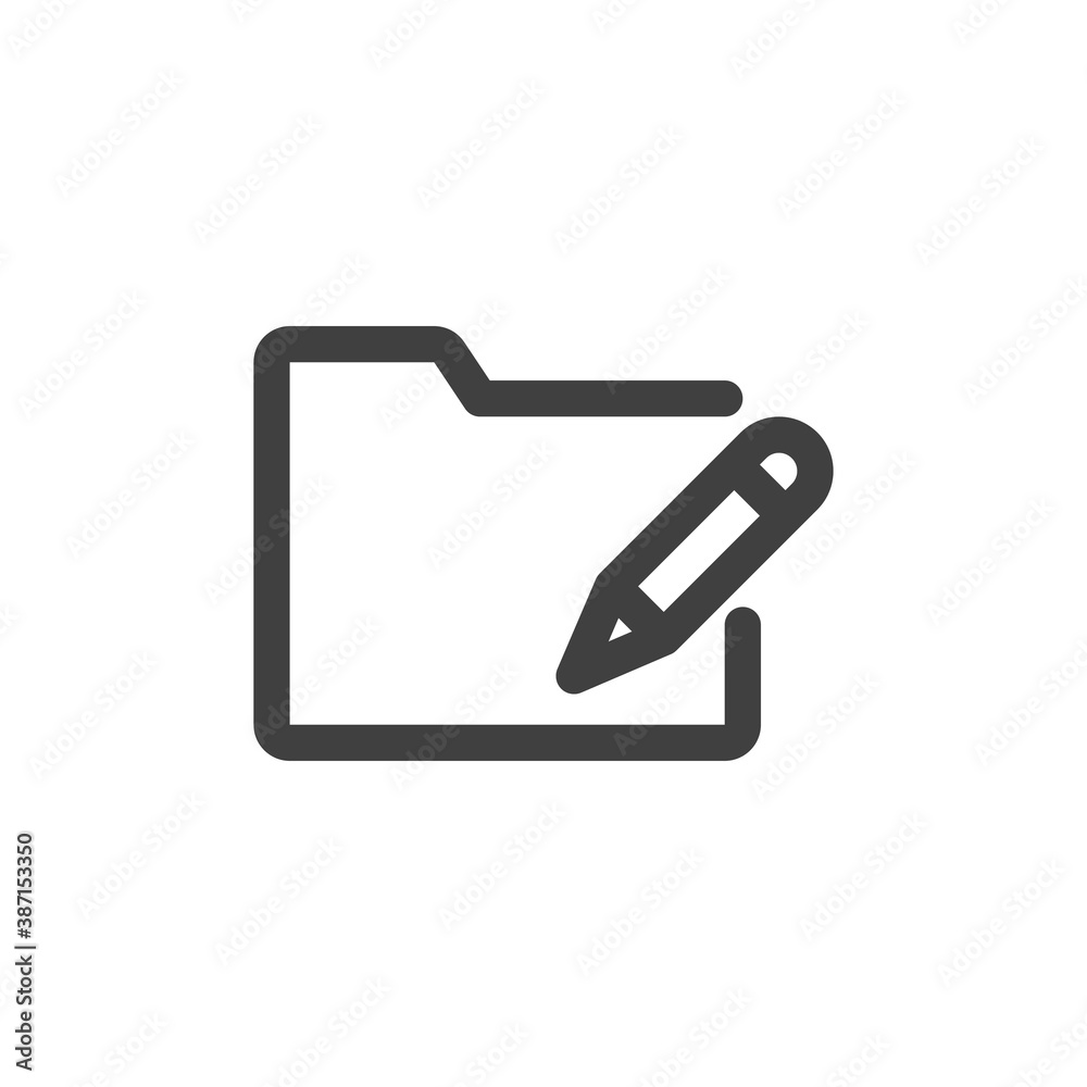 Edit file folder line icon. linear style sign for mobile concept and web design. Document folder and pen outline vector icon. Symbol, logo illustration. Vector graphics Edit file folder line icon. linear style sign for mobile concept and web design. Document folder and pen outline vector icon. Symbol, logo illustration. Vector graphics