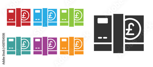 Black Pound sterling money icon isolated on white background. Pound GBP currency symbol. Set icons colorful. Vector.
