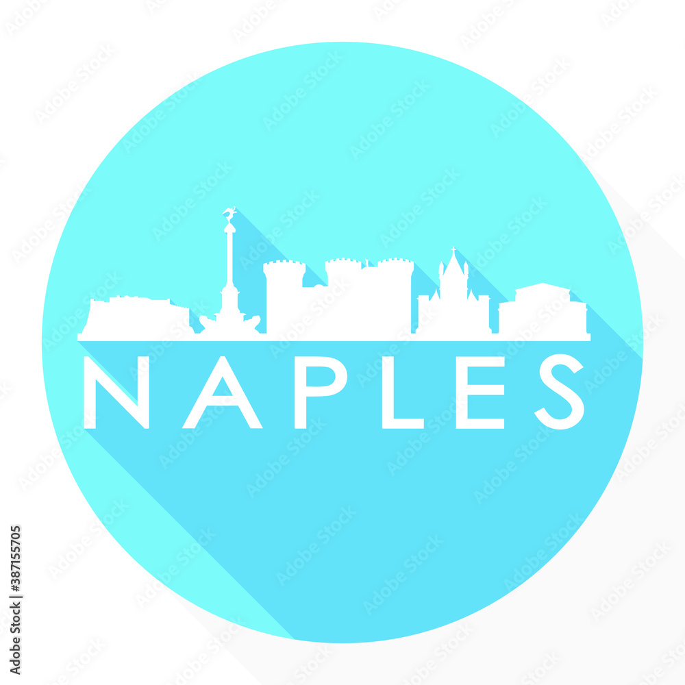 Naples Italy Flat Icon Skyline Silhouette Design City Vector Art Logo.