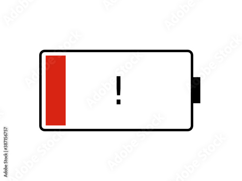 Low battery symbol illustration isolated on a white background. 