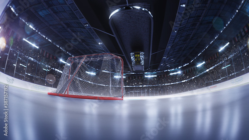 hockey arena fisheye leans photorealistic 3d render illustration  photo