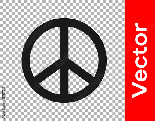 Black Peace icon isolated on transparent background. Hippie symbol of peace. Vector.