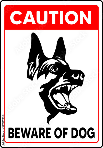 caution beware of dog sign vector animal mascot 