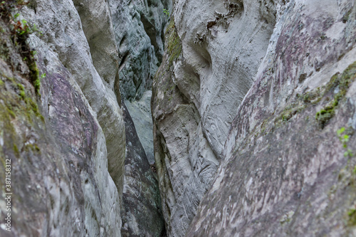 Details of old rock clifts near tourist track.