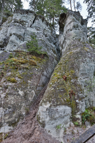 Details of old rock clifts near tourist track.