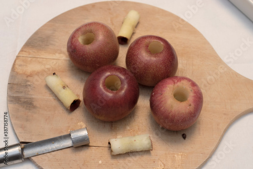 Melannurca, Italian apples to cook in the oven with chocolate and nuts. photo