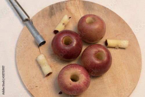 Melannurca, Italian apples to cook in the oven with chocolate and nuts. photo