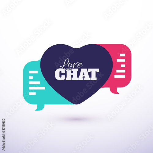 Love talk chat dating, heart shape in message bubble