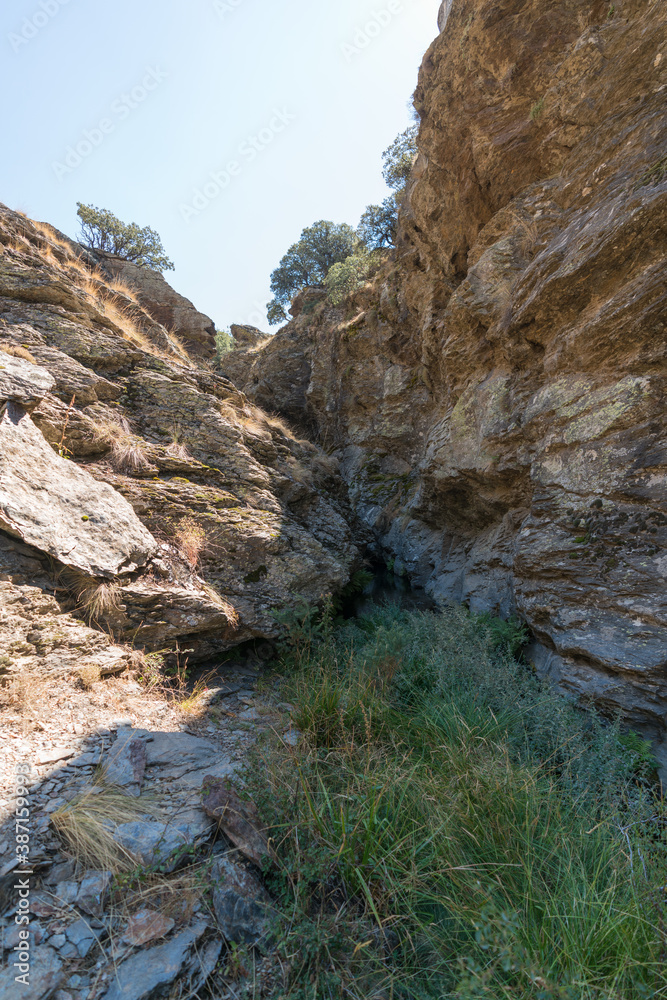 ravine going through a rocky area in Sierra Nevada
