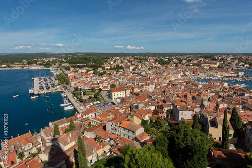Aerial view of the Croatian town of Rovinj  on the coast of the Adriatic sea