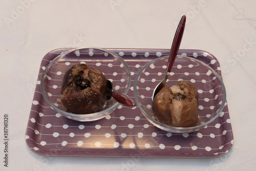 Melannurca, Italian apples to cook in the oven with chocolate and nuts. photo