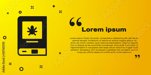 Black Book about insect icon isolated on yellow background. Vector.