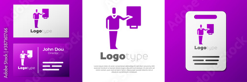 Logotype Museum guide icon isolated on white background. Logo design template element. Vector.