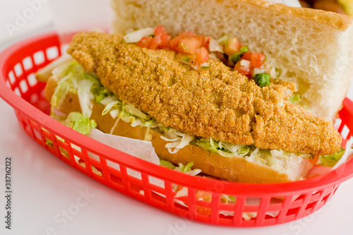 Photography Fried fish or po boy sandwich