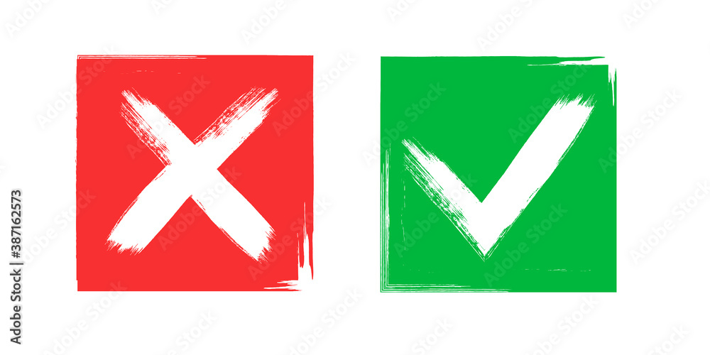 Tick and Cross sign elements. vector buttons for vote, election choice, check marks, approval signs design. Red X and green OK symbol icons check boxes. Check list marks, choice options, survey signs. Tick and Cross sign elements. vector buttons for vote, election choice, check marks, approval signs design. Red X and green OK symbol icons check boxes. Check list marks, choice options, survey signs.