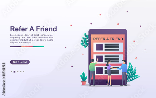 Landing page template of refer a friend in gradient effect style