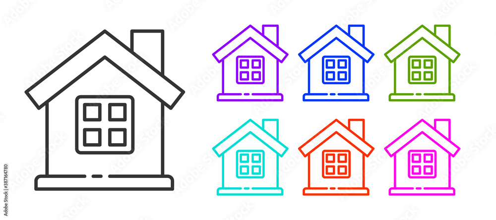 Black line House icon isolated on white background. Home symbol. Set icons colorful. Vector Illustration. Black line House icon isolated on white background. Home symbol. Set icons colorful. Vector Illustration.