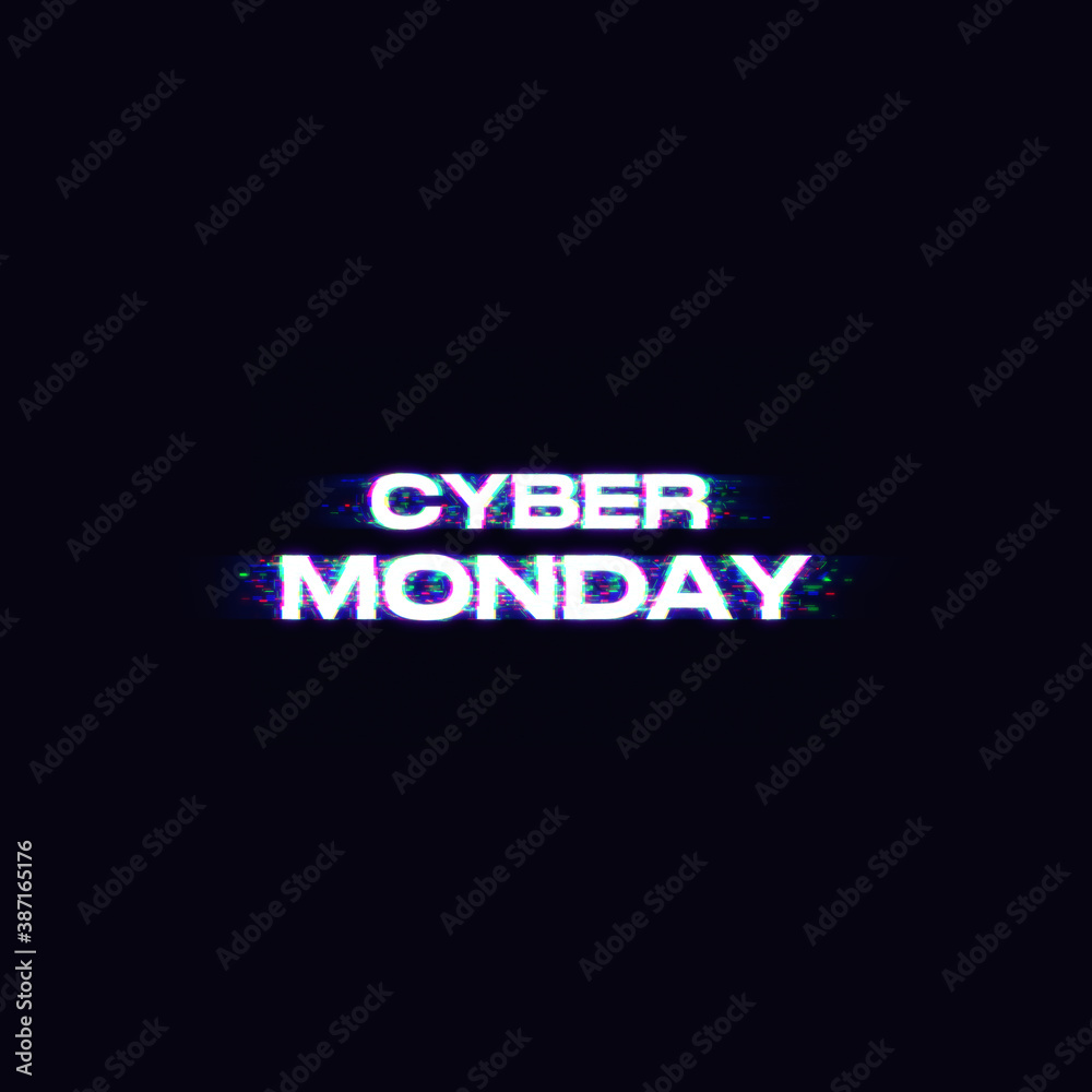 Obraz premium Black Friday sale illustration. Black Friday lettering with glitch effect. Glitch letters on dark background