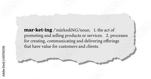 Marketing Definition on a Torn Piece of Paper