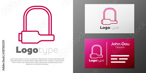 Logotype line Bicycle lock U shaped industrial icon isolated on white background. Logo design template element. Vector Illustration.