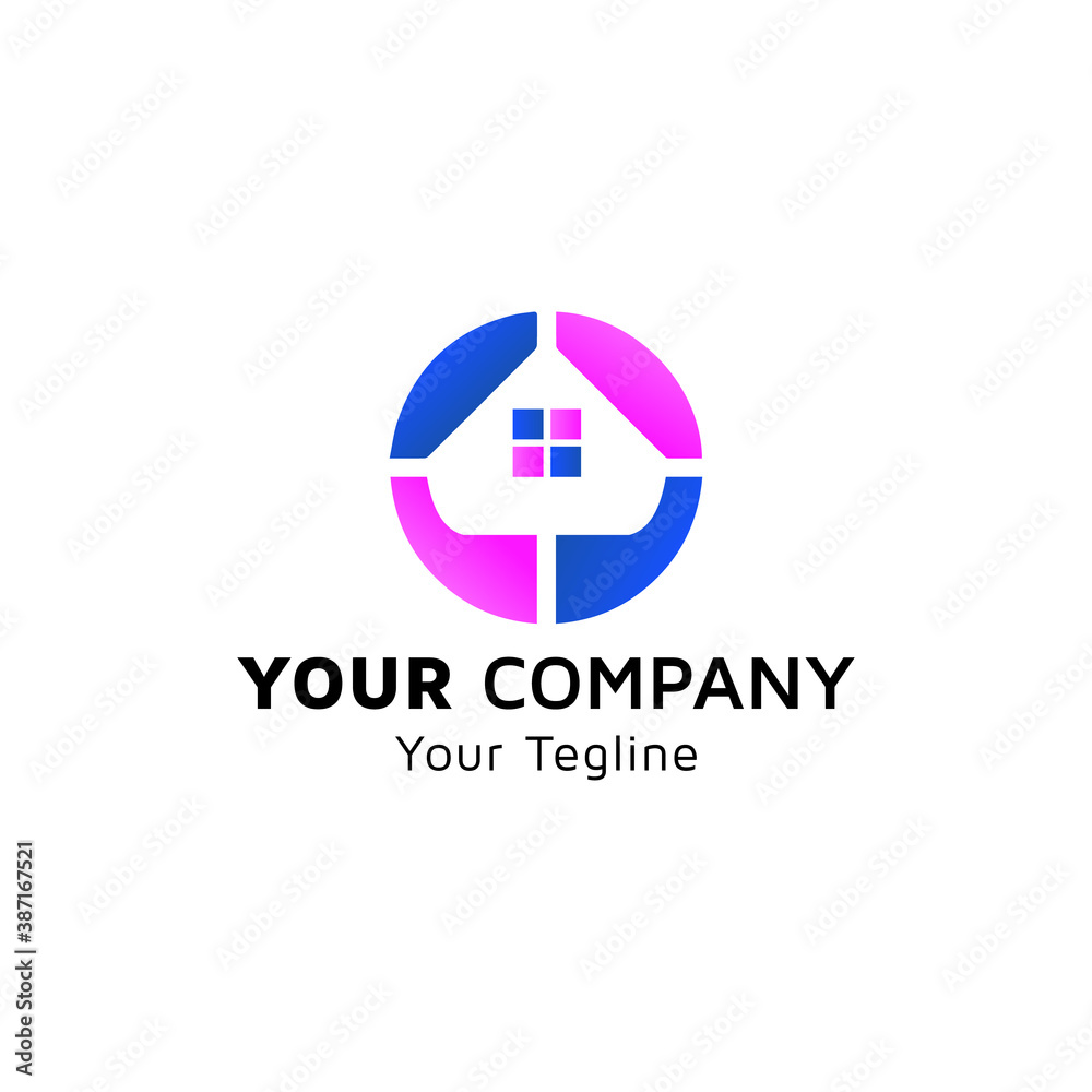A colorful real estate logo image, idea of logo design