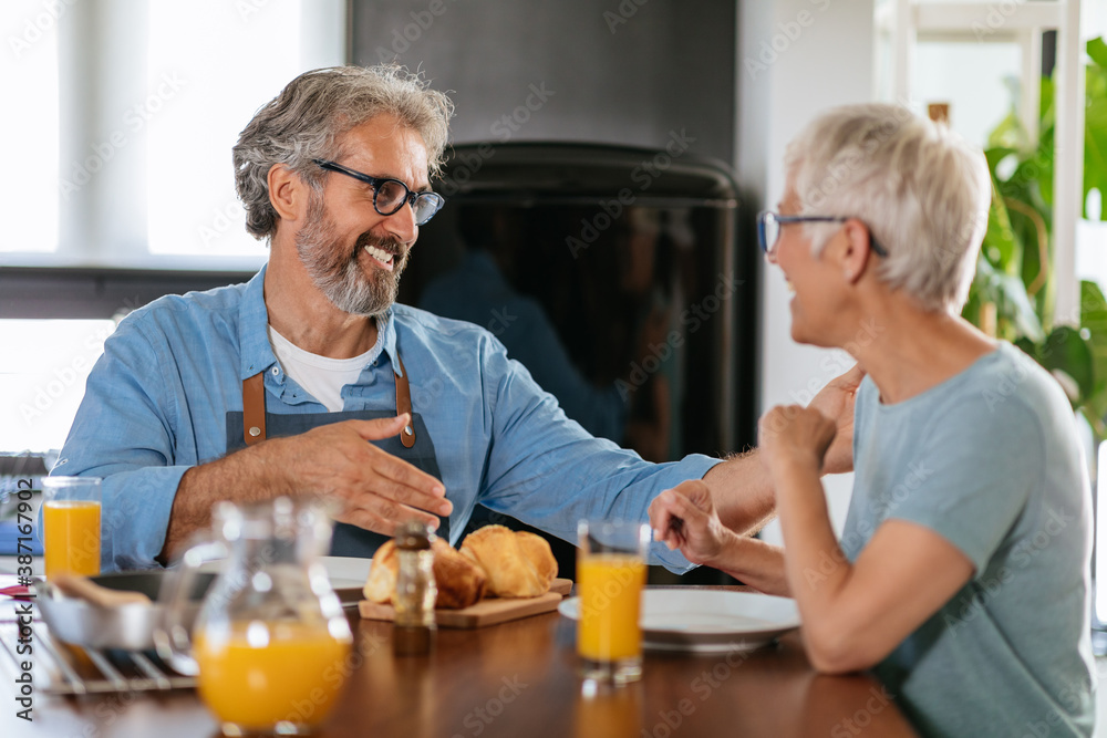 Starting the day with breakfast and laughter Starting the day with breakfast and laughter