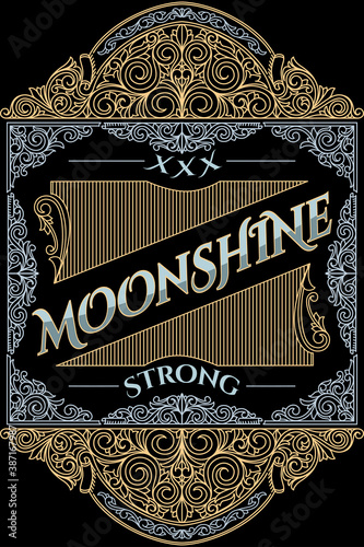 Moonshine vintage decorative ornate label design
