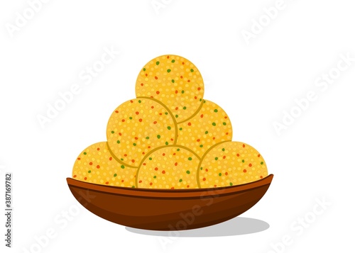Boondi laddu Indian Sweets or Mithai Food Vector