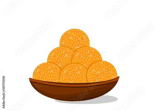 Boondi laddu Indian Sweets or Mithai Food Vector